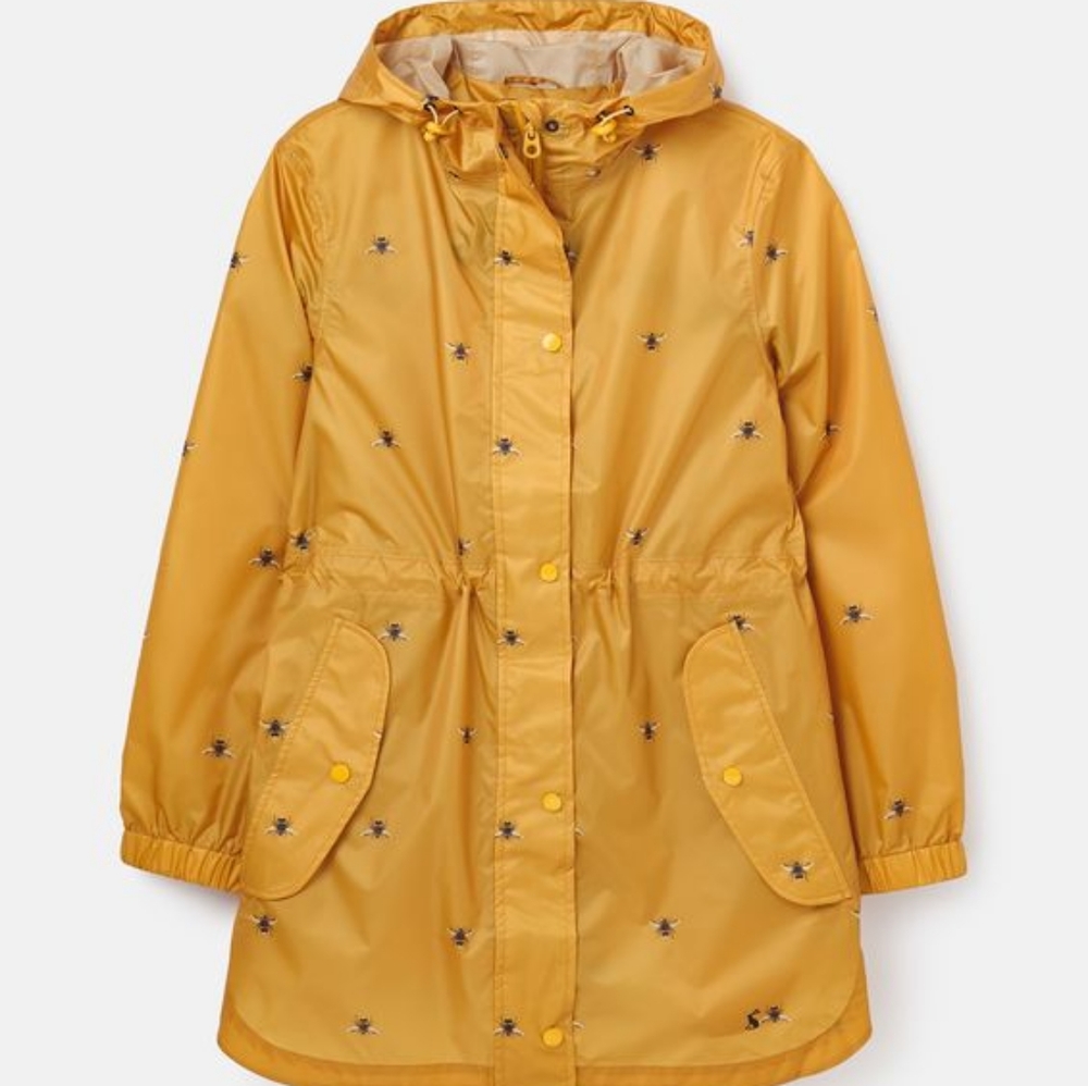 Joules Right as Rain Golightly Waterproof Jacket Gold Bee Sz 6